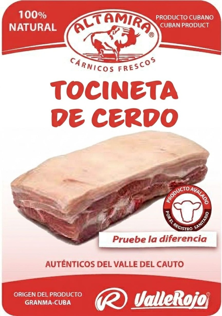 Tocineta Fresca de Cerdo (paquete 0.8 - 1.0 Kg)