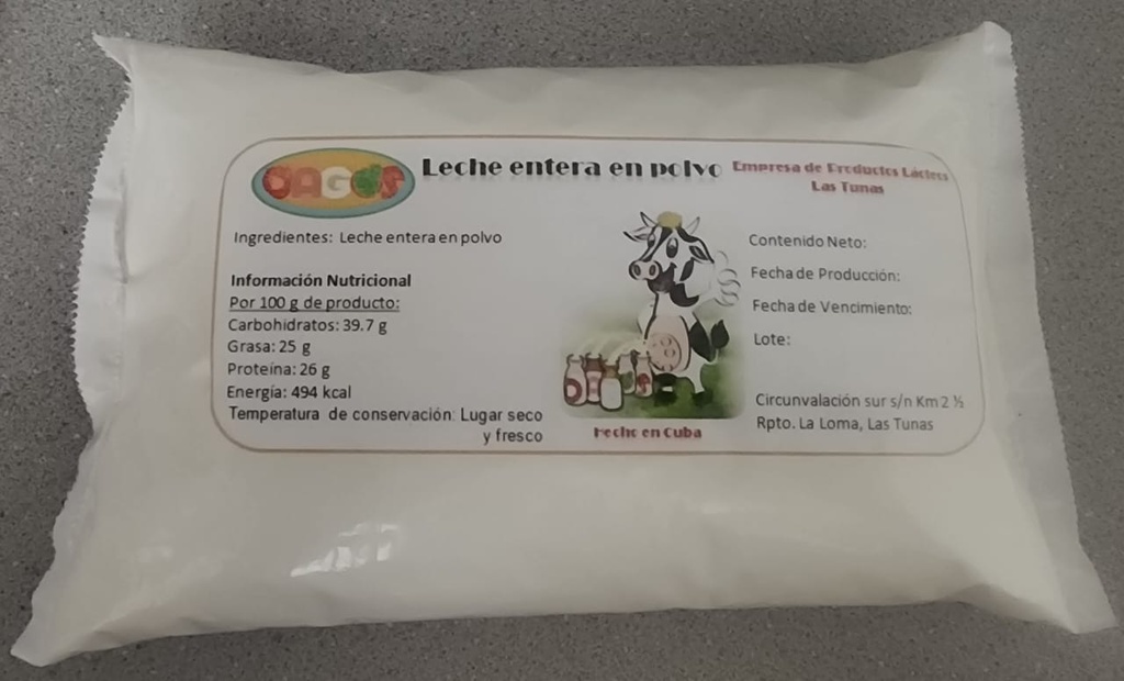 Leche entera en polvo bolsas de 500 gramos